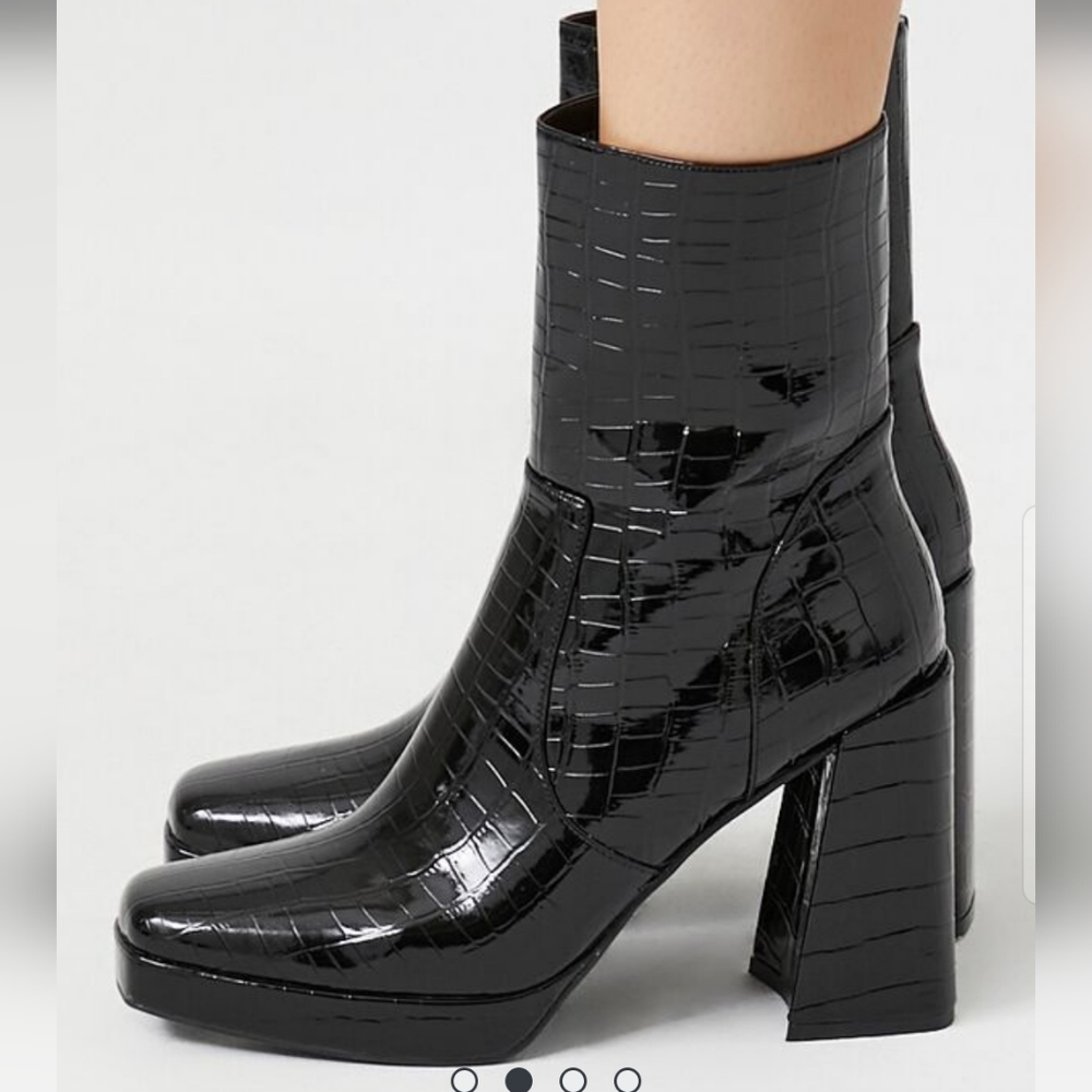 Faux Croc Ankle Boots